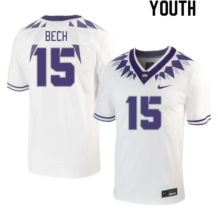 Youth #15 Jack Bech TCU Horned Frogs 2023 College Footbal Jerseys Stitched-White